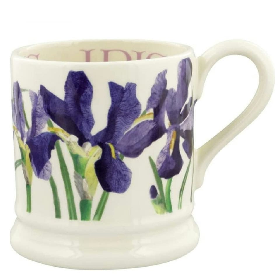 image 1 of Mug: 1 x 300ml Emma Bridgewater Blue Iris Half Pint Mug, Ceramic White
