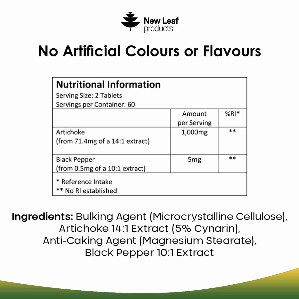 image 1 of Artichoke Extract 1000mg Tablets With Black Pepper