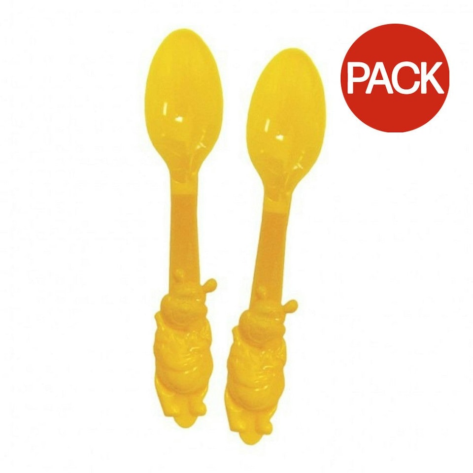 Winnie the Pooh Plastic Party Spoon (Pack of 4) - Yellow - One Size