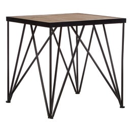 Interiors by Premier Square Side Table, Wood Metal Side Table, Industrial Side Table, Wood Top Side Table, Black Iron Side Table