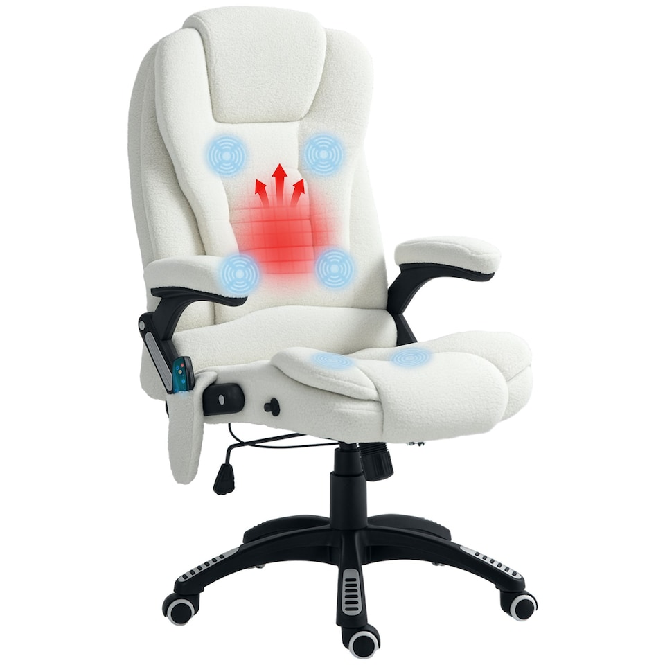 image 1 of Vinsetto Office Chair w/ Heating Massage Points Relaxing Reclining White