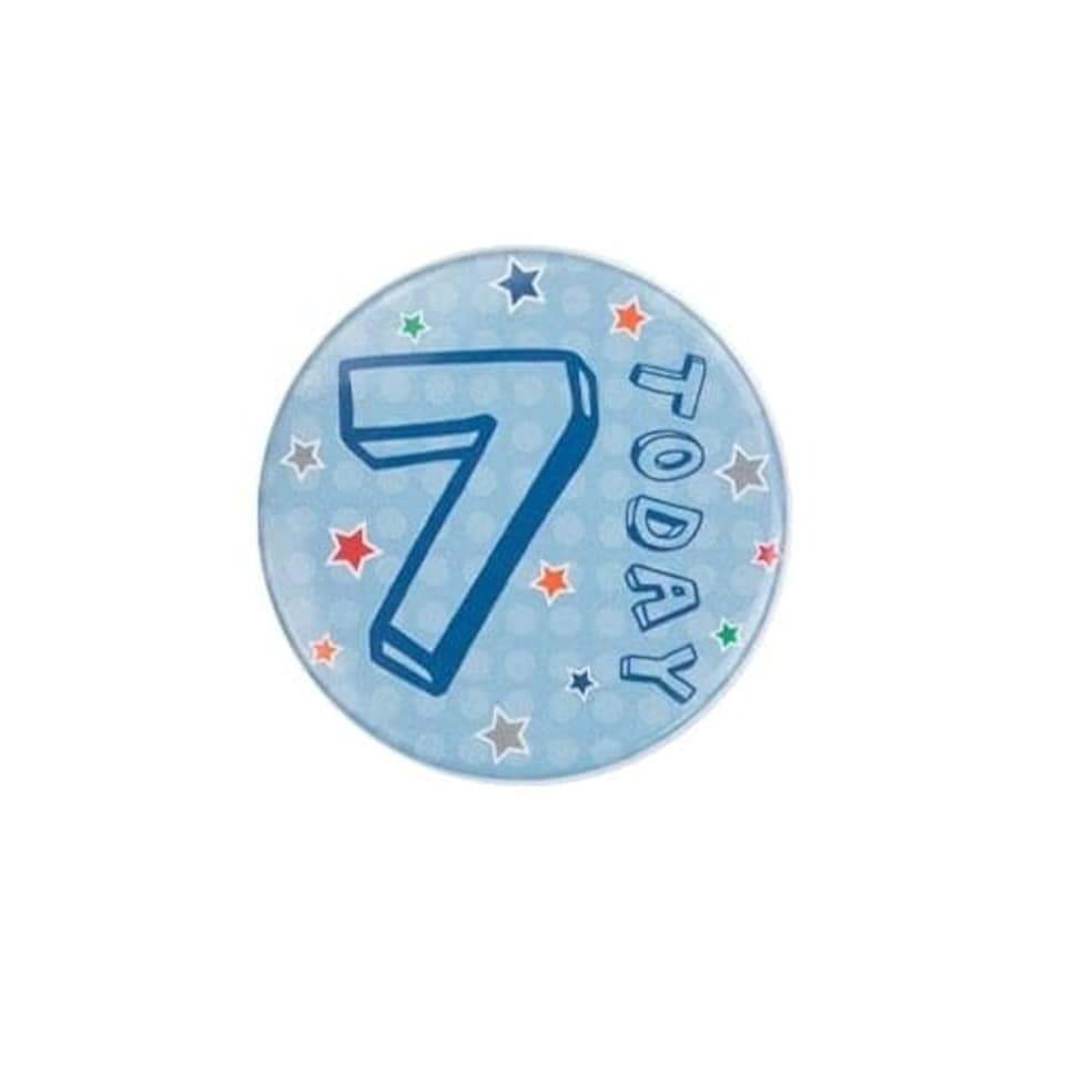 Age 7 Blue Small Badge 6cm