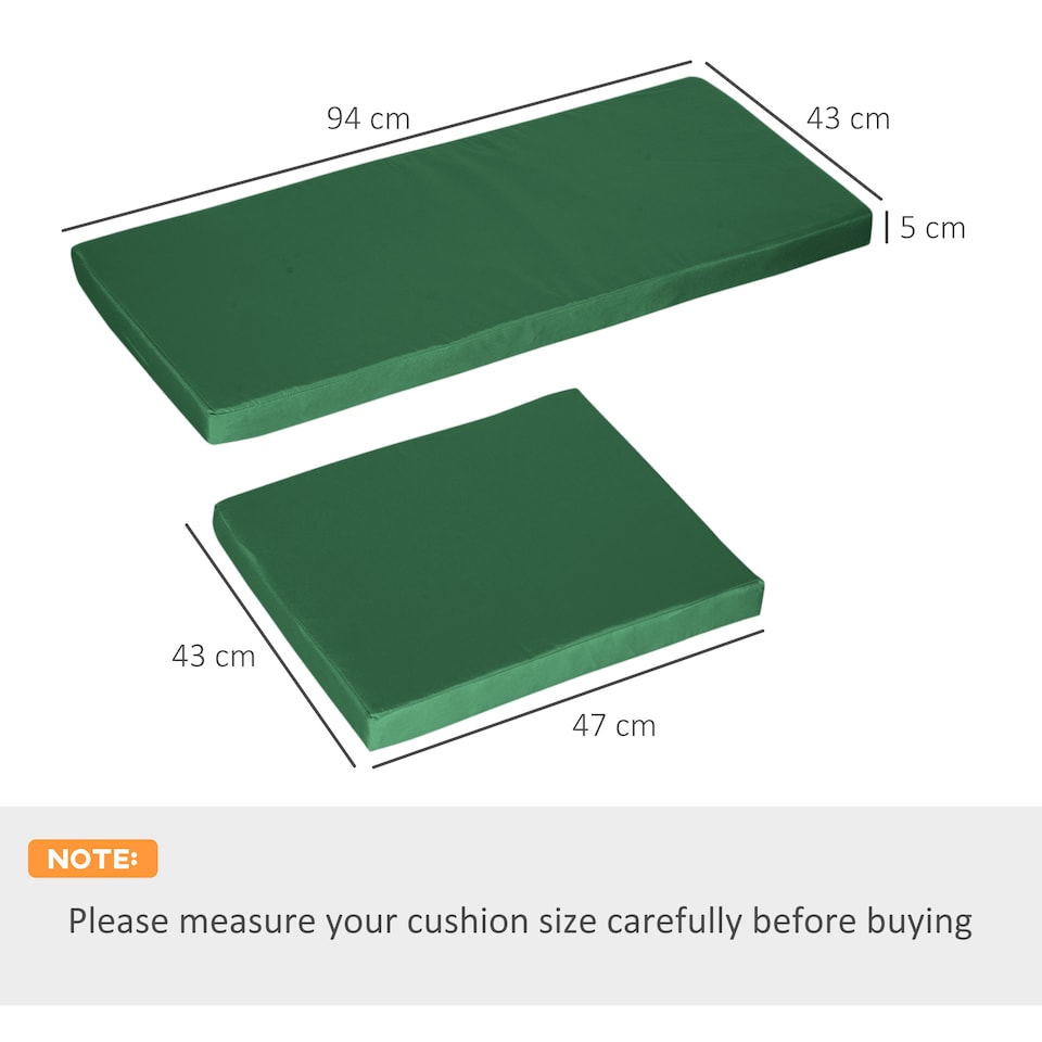 image 1 of Outsunny 3PCs Rattan Garden Seat Cushions Pads for Patio Furniture | Green | Green | 3