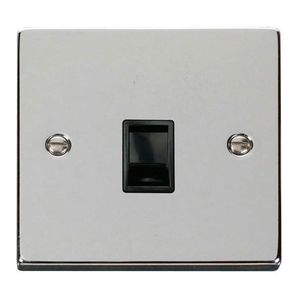 image 1 of SE HOME Polished Chrome Rj11 Socket Black | Polished Chrome