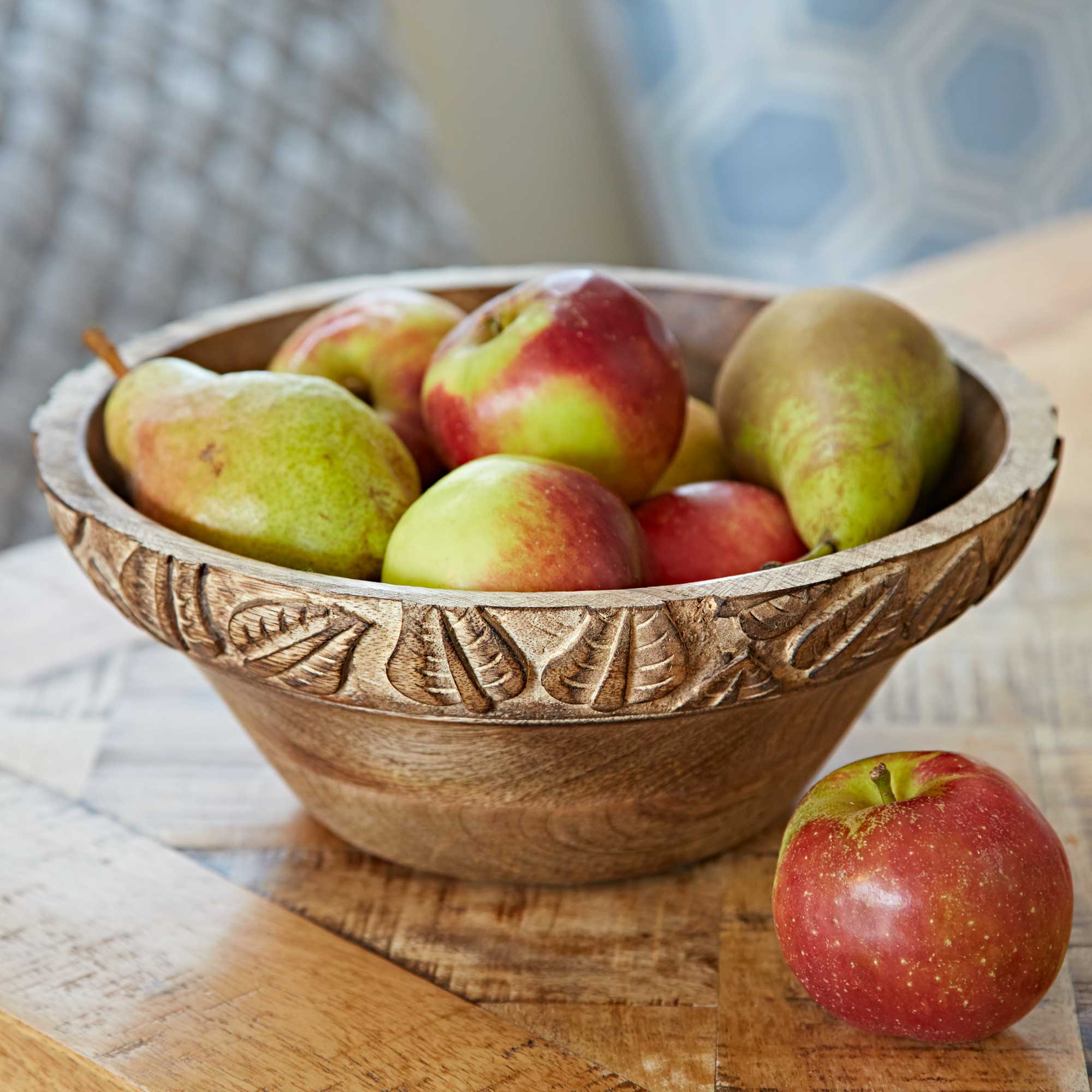 Paper High Leaf Design Natural Mango Wood Bowl
