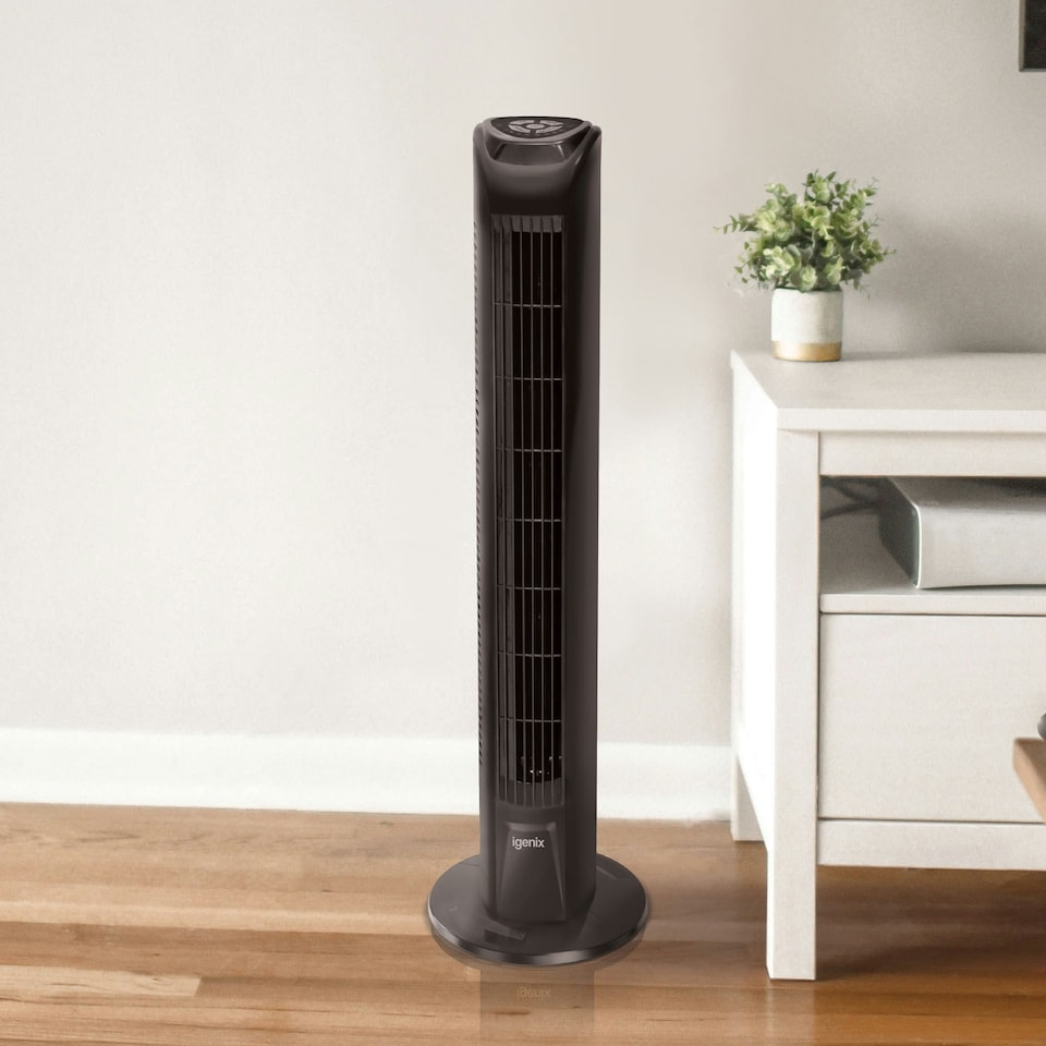 image 1 of Igenix DF0035TBL Tower Fan, Oscillating, 7.5 Hour Timer, 29 Inch, Black