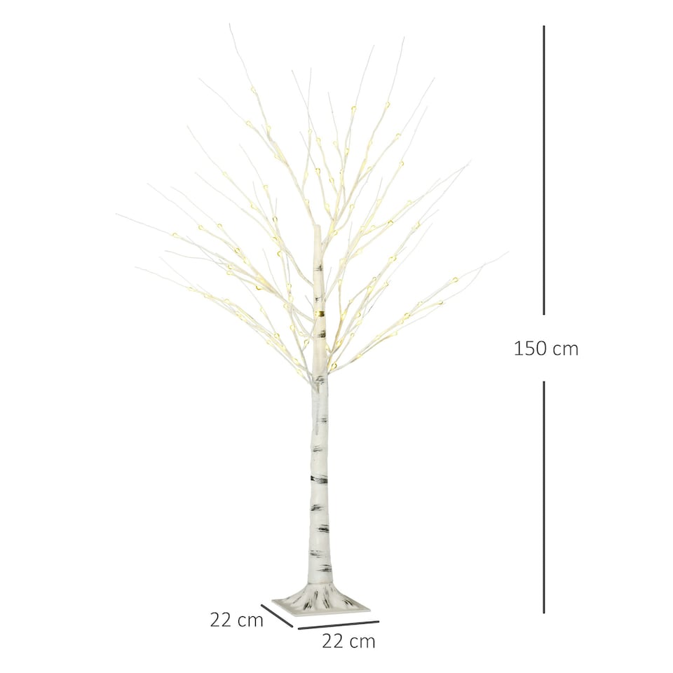 image 1 of HOMCOM 5ft Artificial White Birch Tree Light w/ 96 Warm White Pre-Lit LED Light