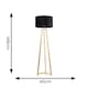 image 3 of ValueLights Lottie Natural Wood Tripod Floor Lamp with Black Velvet Drum Shade