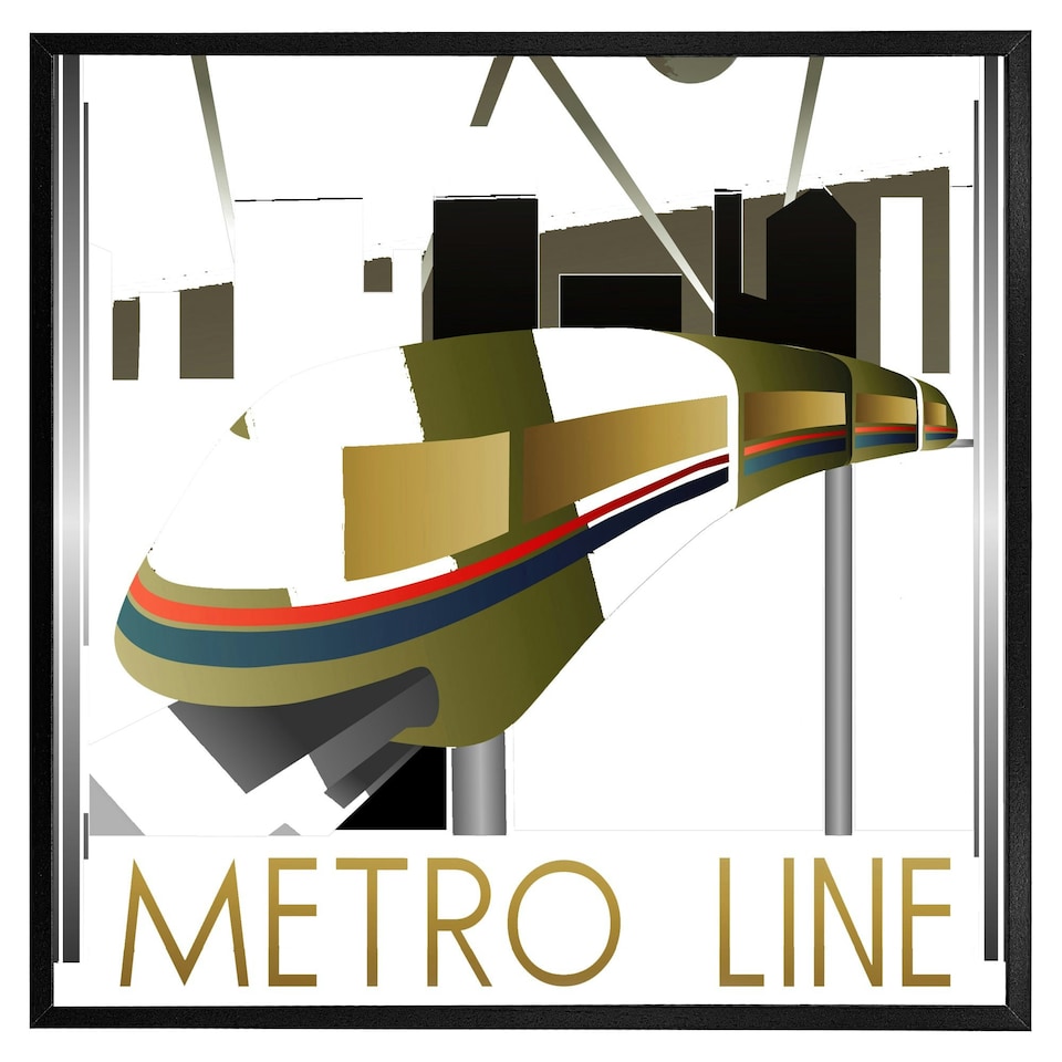 image 1 of Art deco metro line (Picture Frame) Black | M