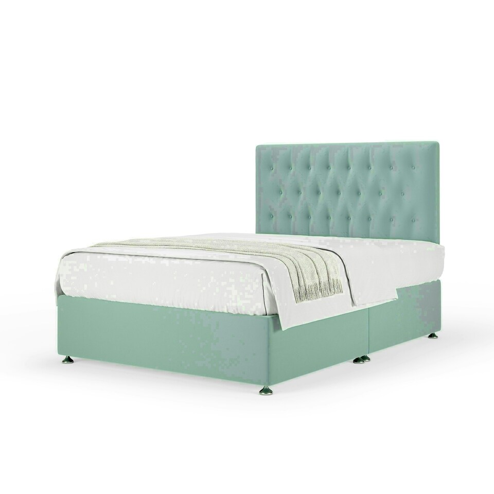 Duckegg Plush Velvet No Drawer Divan Base and Lona Headboard Double