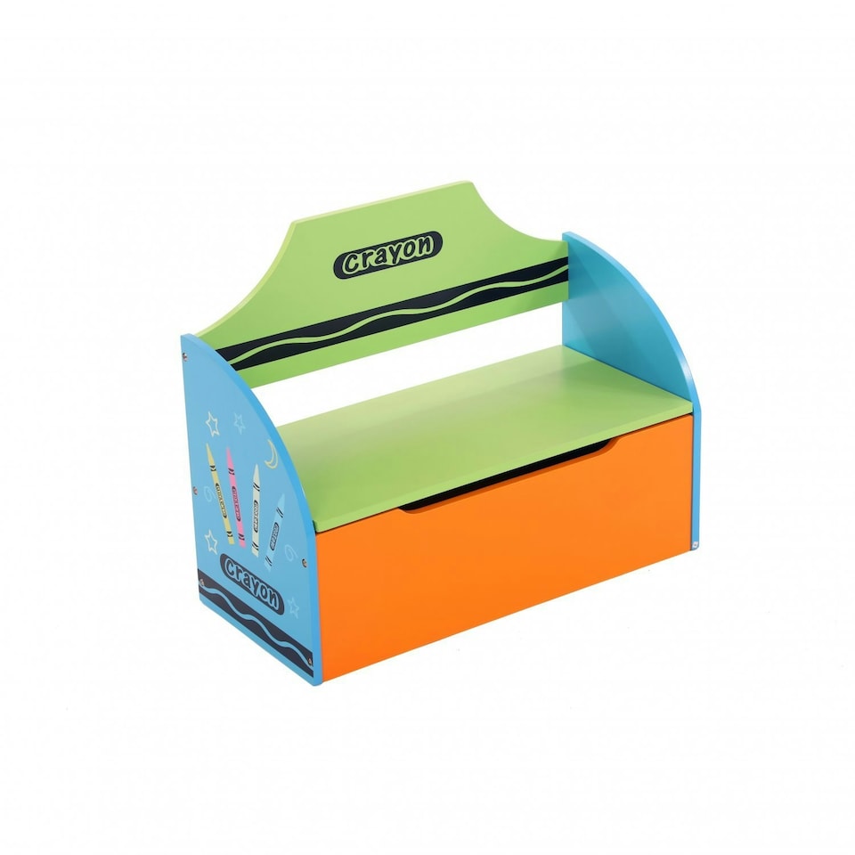 image 1 of Oypla Childrens Wooden Crayon Toy Storage Unit Box Bench Seat