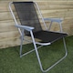 image 2 of 1 x Foldable Garden Chair Fixed position garden chair with grey frame and black fabric