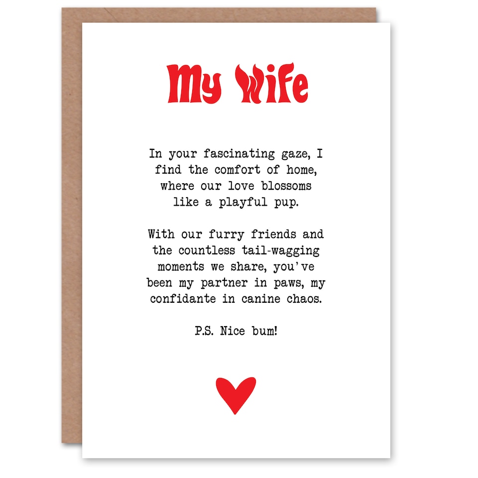 image 1 of Greeting Card Love Poem Dog Lover Wife Romantic Poetry Fun Anniversary