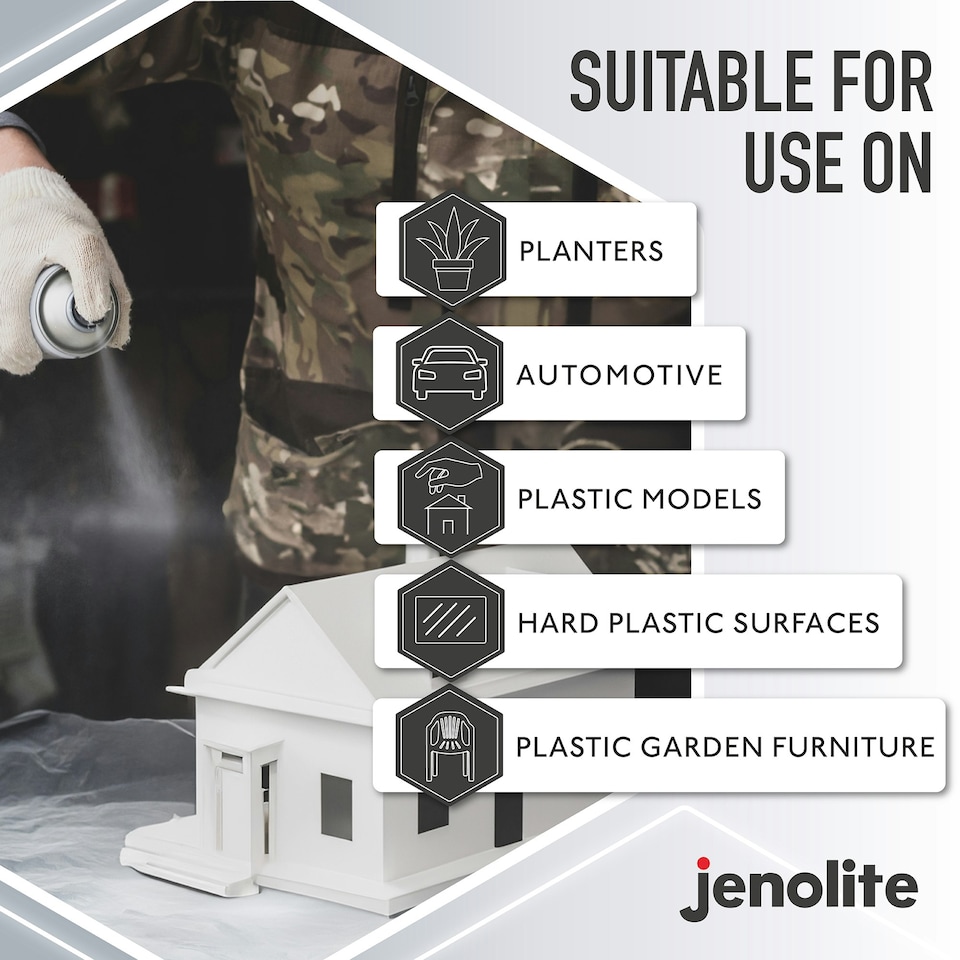 image 1 of Jenolite Premium Plastic Primer Spray - White - 400ml - 3-Pack