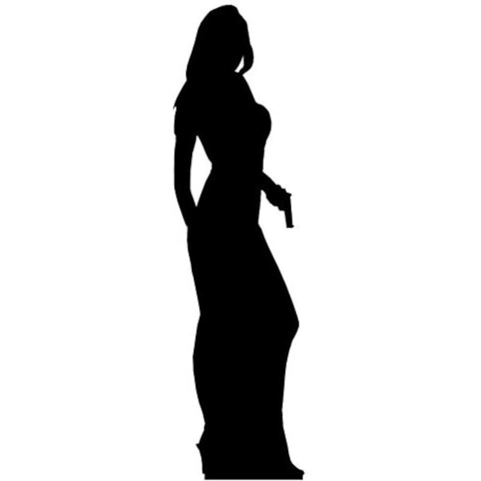 Silhouette Secret Agent Girl Lifesize Cardboard Cutout - 180cm