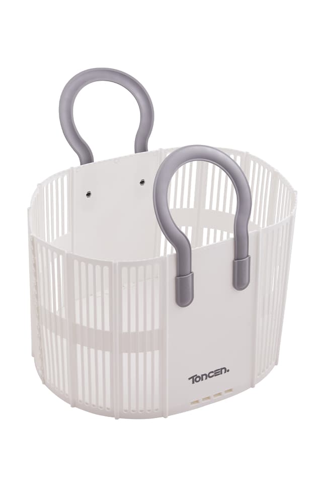 image 1 of Living and Home Foldable Plastic Laundry Basket, White | White
