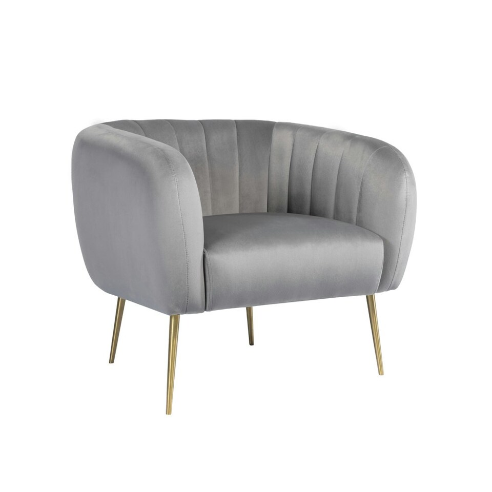 image 1 of Matilda Velvet Fabric Accent Chair - Grey