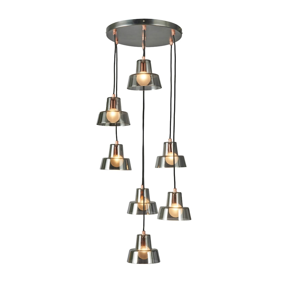 image 1 of BHS Demi Ceiling Pendant with Glass Shades, Pewter