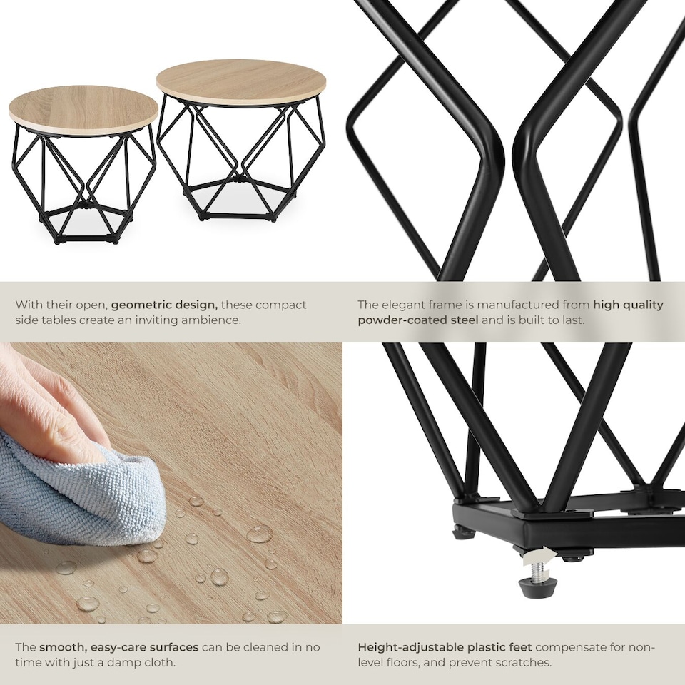 image 1 of Coffee Table Set 2-Piece Benham | Brown | industrial wood light, oak Sonoma | 50 x 50 x 40 cm | 1