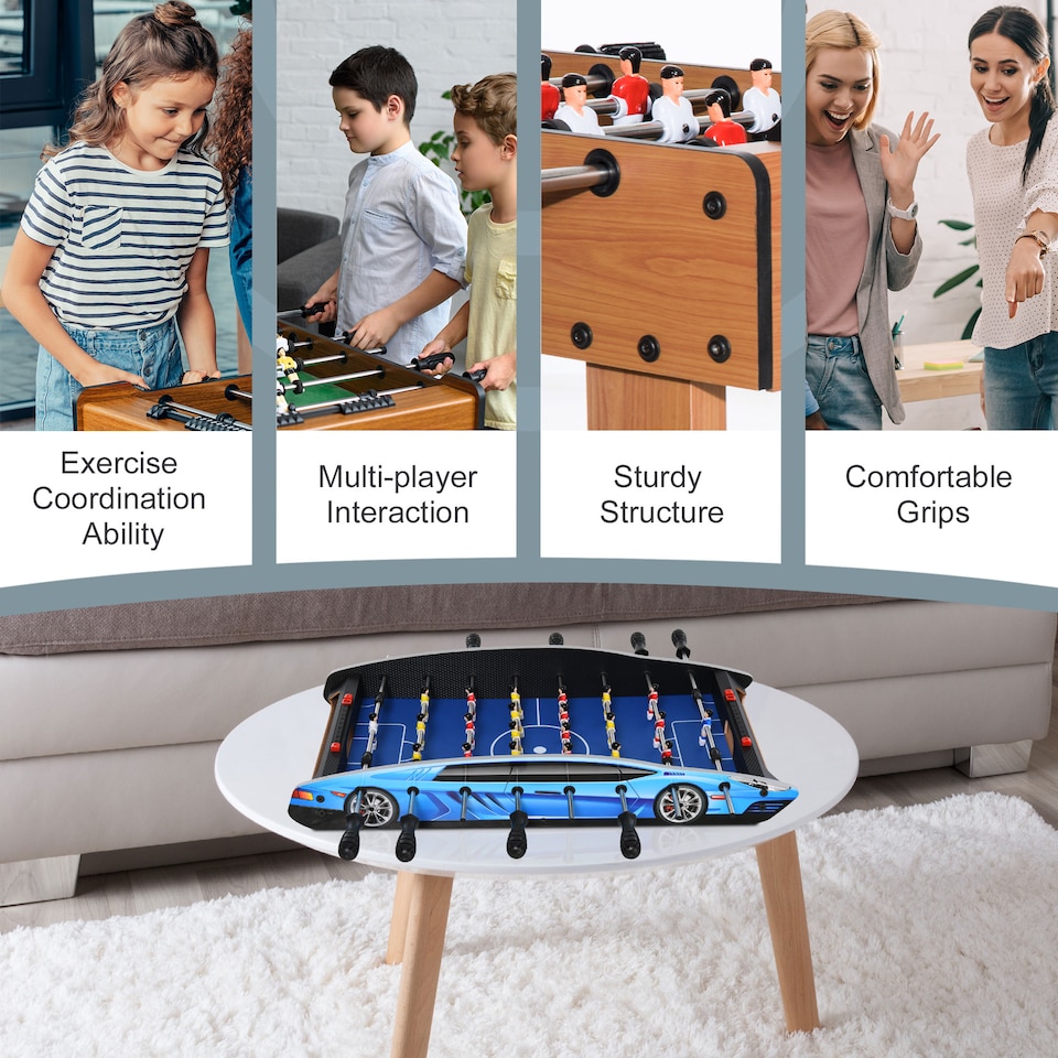 image 1 of HOMCOM 29 Inch Mini Tabletop Football Foosball Gaming Table  Play Fun Game Toy 74.5L x 36.1W x 12H CM