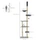 image 4 of PawHut Floor To Ceiling Cat Tree 6-Tier with Scratch Post Bed Hammock Grey