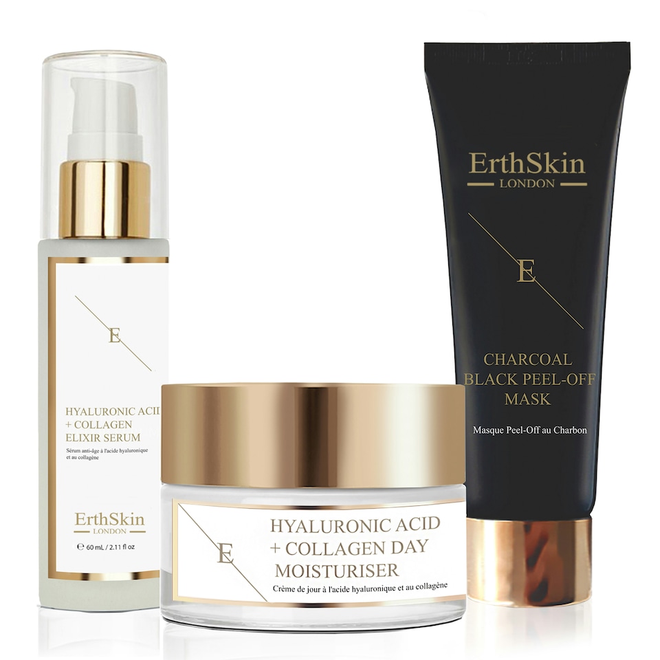 Hyaluronic acid & Collagen Amino Acids Day Cream + Hyaluronic acid & Collagen Serum - 60ml +PURIFYING CHARCOAL BLACK PEEL-OFF MASK 24K GOLD - 50ml
