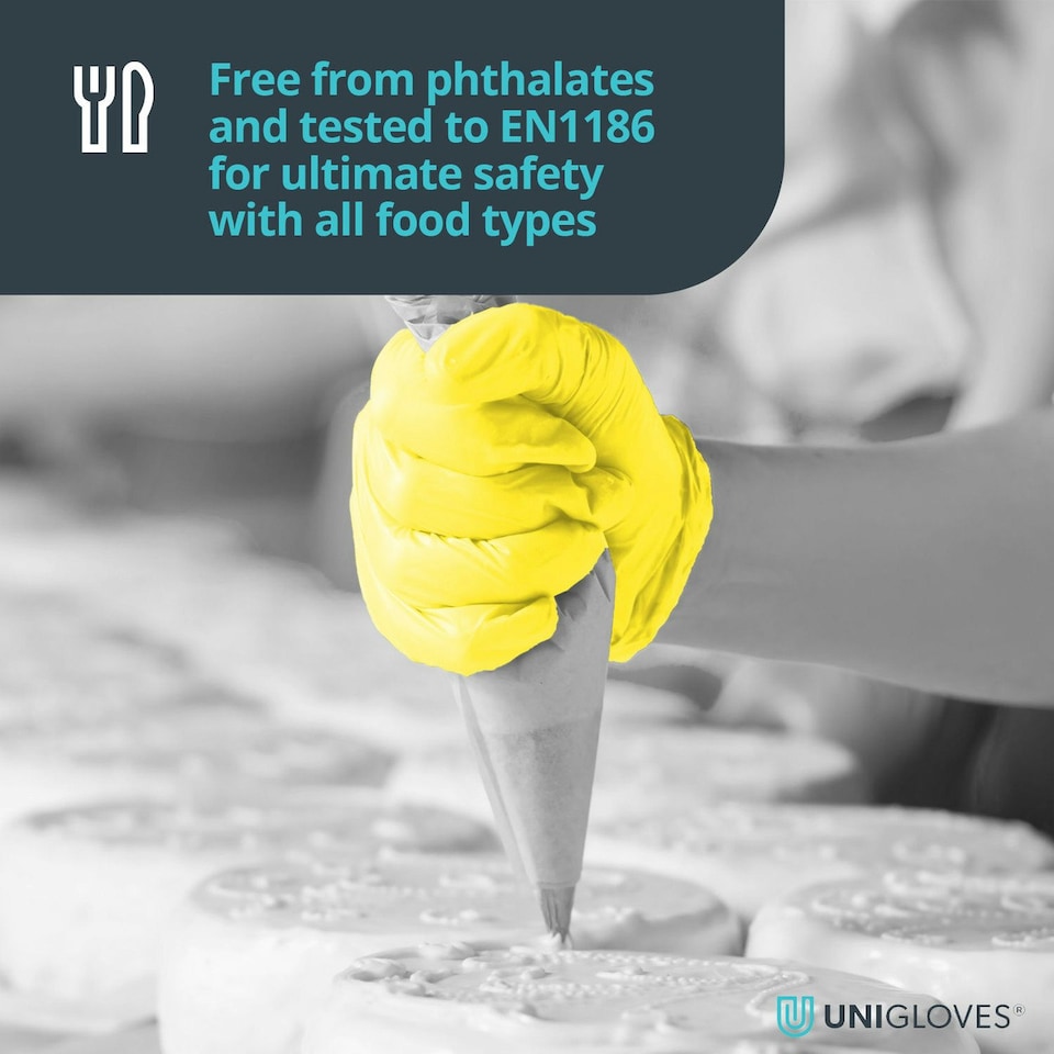 image 1 of Unigloves Yellow Pearl Box of 100 Nitrile Gloves