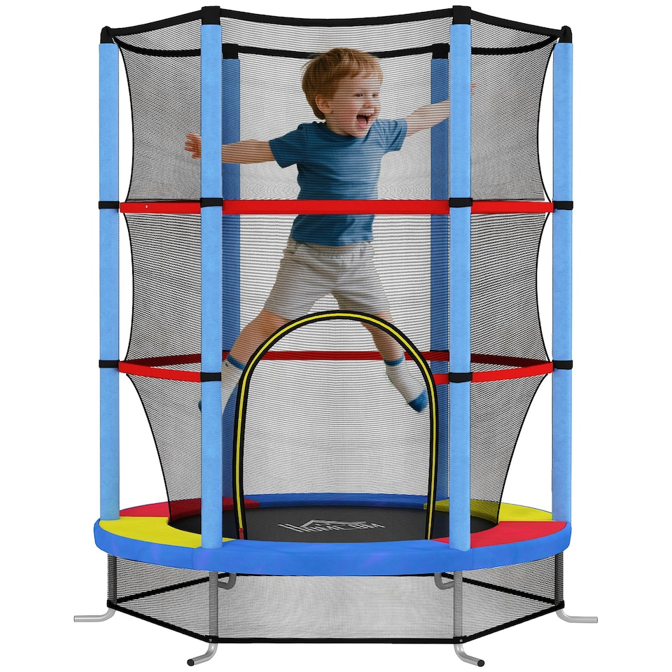 image 1 of HOMCOM Kids Trampoline Mini Bouncer w/ Enclosure Net for 3-6 Years