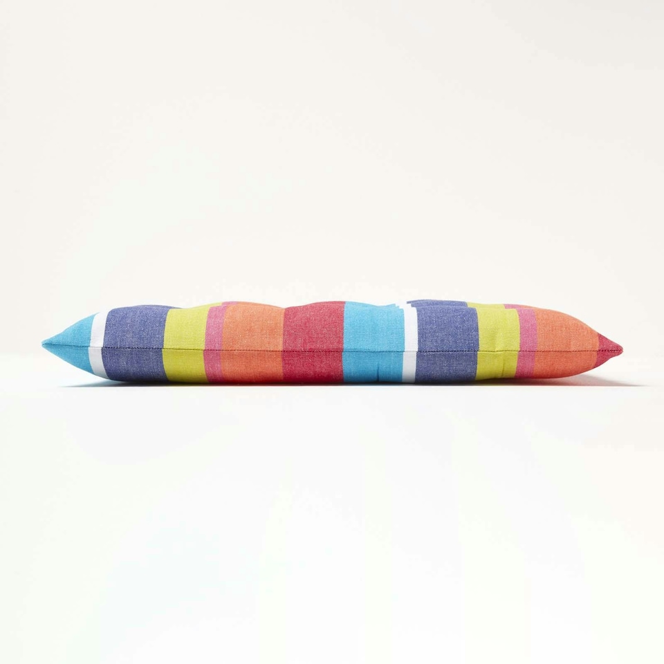 image 1 of Homescapes Seat Pad Luxury Cotton Stripe Indoor Outdoor Garden Dining Cushion | Multi | 40 x 40 cm | 1