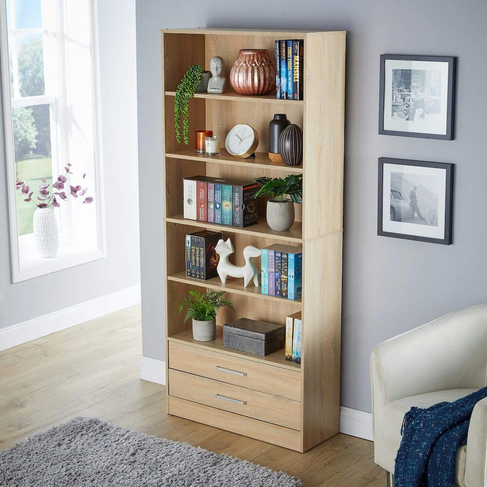 image 1 of Bookcase Display Shelf Freestanding Book Storage Unit Home Living Room Furniture Brown
