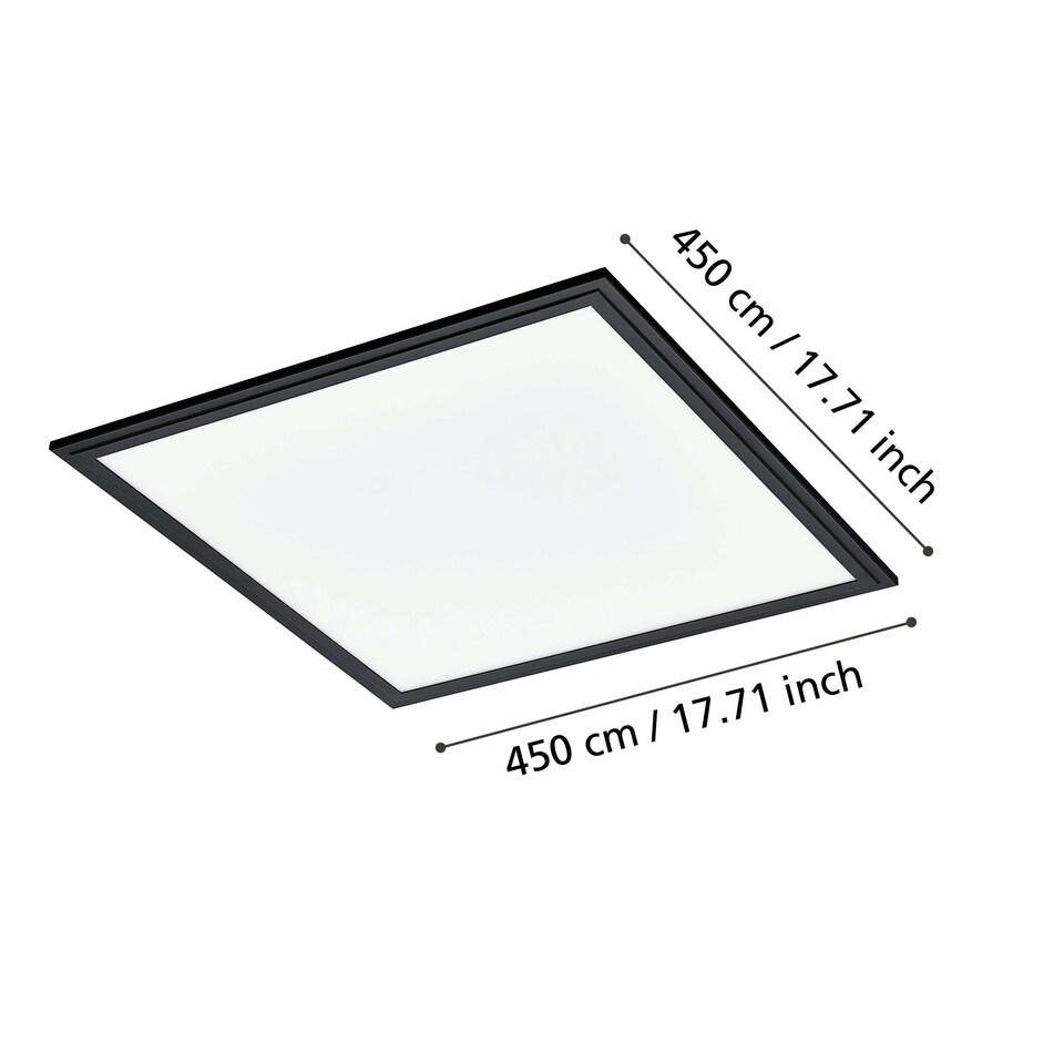 image 1 of EGLO Salobrena 1 Ultra-Slim Modern Black Square LED Ceiling Light WBS Black