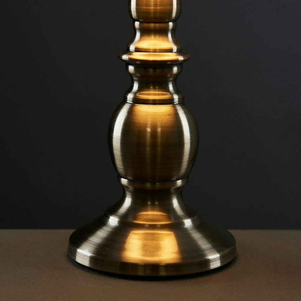 image 1 of ValueLights Pair Of Vintage Traditional Antique Brassed Touch Table Lamps With Cream Shade Gold