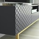 image 3 of Grey TV Unit 180cm Diamond Fronts Gold Legs Modern Media Cabinet | Grey | One Size | 1