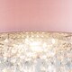 image 4 of ValueLights Pink Cylinder Ceiling Pendant Light Shade with Clear Acrylic Jewel Effect Droplets - Complete with a 10w LED GLS Bulb 3000K Warm White