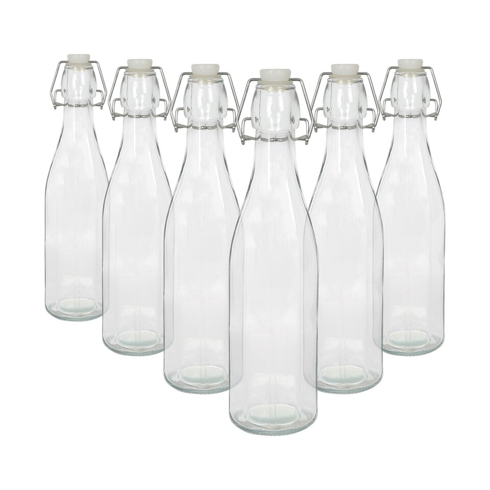 image 1 of Argon Tableware Glass Bottles with Swing Top - 520ml - Pack of 6 | Clear | Clear | One Size