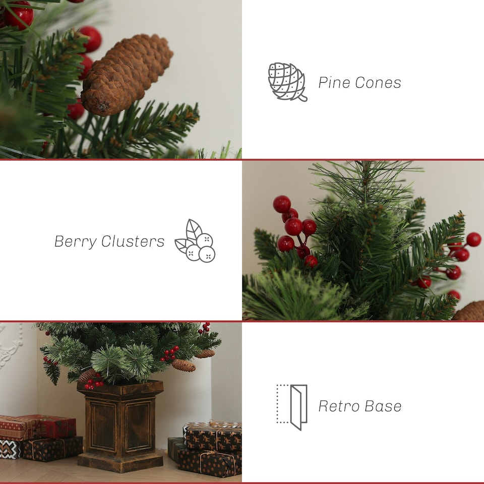 image 1 of HOMCOM 1.2m Prelit Christmas Tree with 100 Warm White LED Lights and 8 Modes