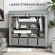 image 4 of HOMCOM Fabric Wardrobe w/ 12 Shelves 2 Hanging Rails Foldable Closets Grey