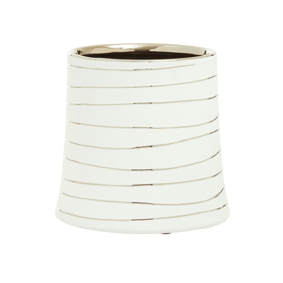 image 1 of Haldis Small White Silver Ceramic Planter White