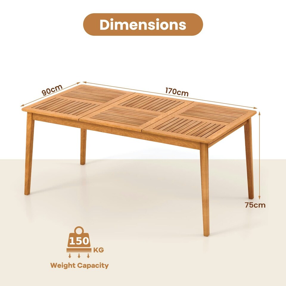 image 1 of COSTWAY Patio Table Outdoor Dining Table for 6 People Brown