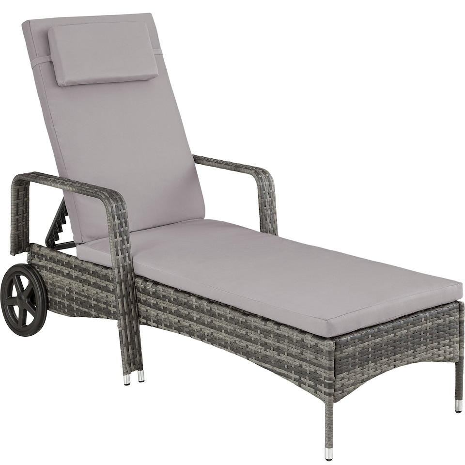 image 1 of Sun Lounger Cassis - 6-step adjustable backrest, removable headrest, with wheels | Grey | grey | 1