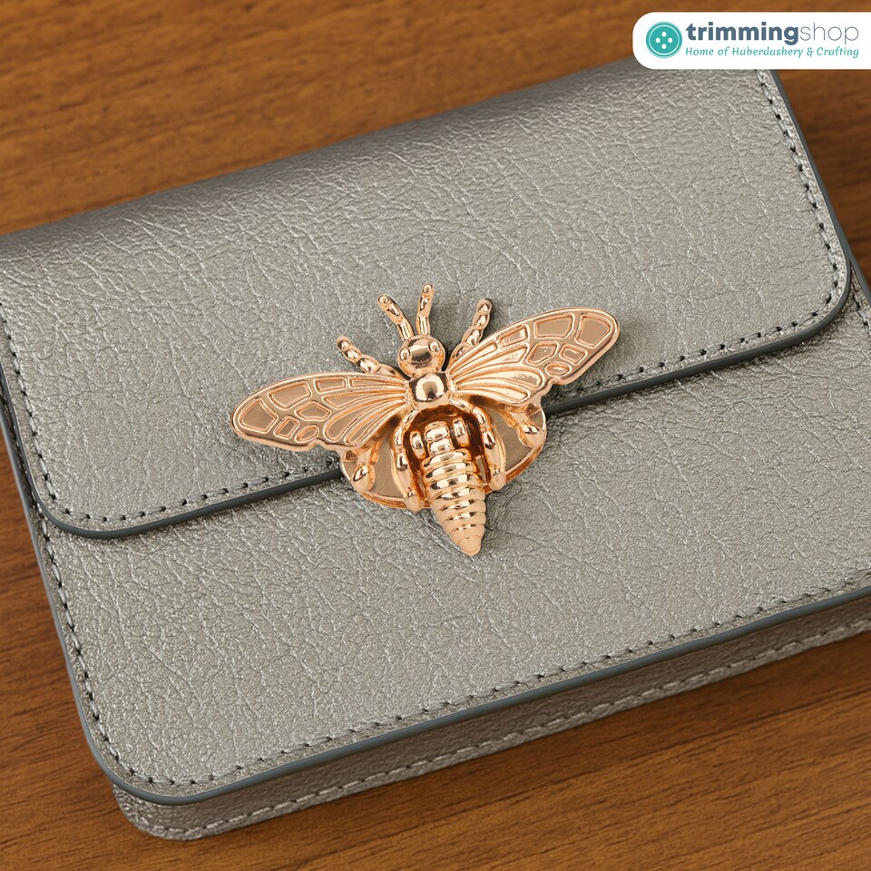 image 1 of Bee Twist Turn Lock Clasp, Decorative Closure For Leathercraft Projects