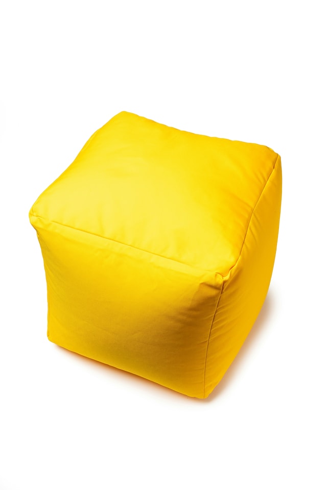 image 1 of Waterproof Cube Indoor Outdoor Bean Bag Foot Stool Pouffe | Yellow