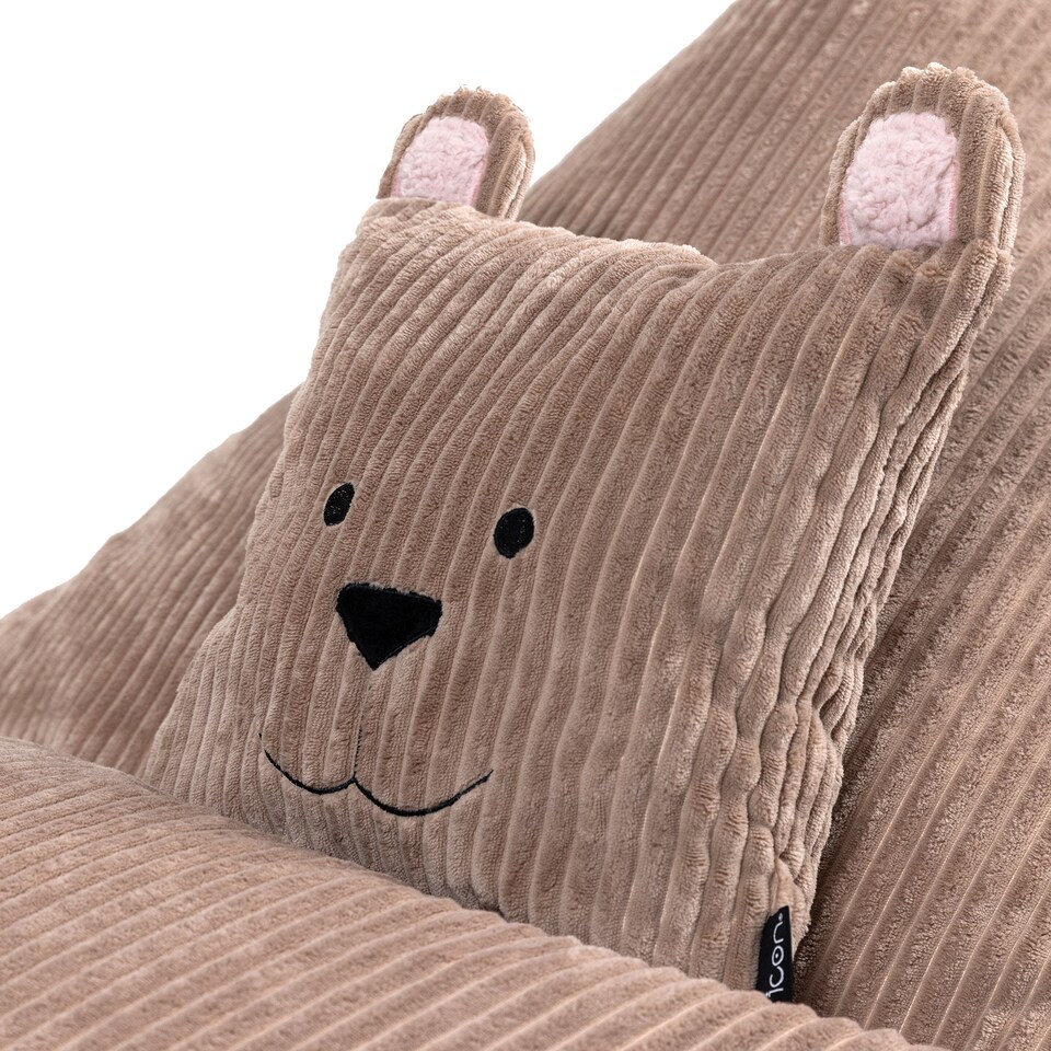 image 1 of Icon Kids Bertie Bear Lounger and Cushion Bundle Jumbo Cord Lounger, Brown