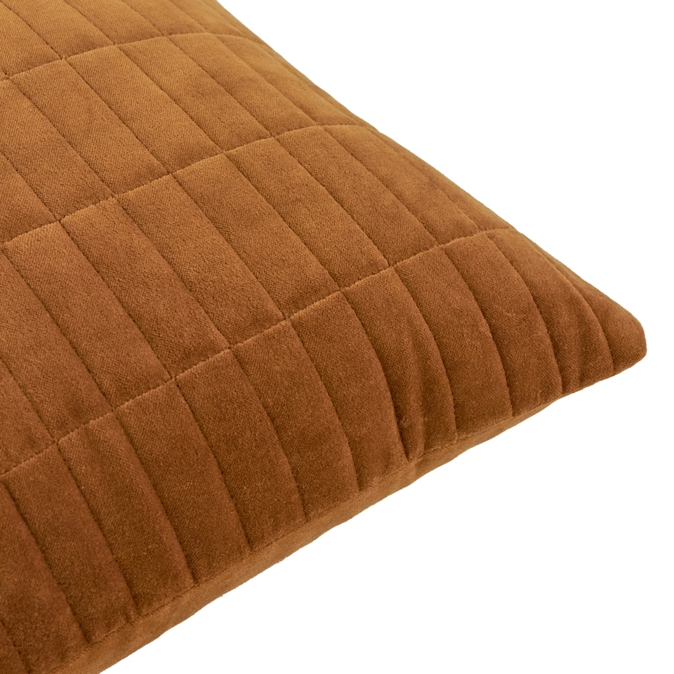 image 1 of Yard Dales Quilted 100% Cotton Velvet Cushion, Pecan