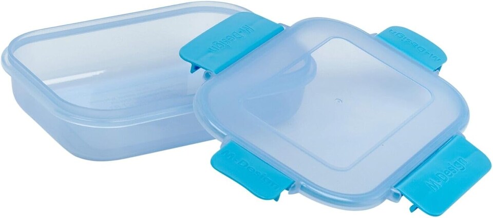 image 1 of Plastic Lunch Box Food Storage Air Tight Rubber Seal Container with Clip Lock 600ml | Blue | 3 Blue | 600 ml | 3