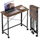 image 1 of HOMCOM Small Folding Desk, 80 cm Foldable Computer Desk on Wheels for Small Space, Easy Assembly, Space Saving Writing Table for Home Office, Bedroom, Rustic Brown