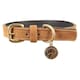 image 1 of Benji & Flo Noble Suede Dog Collar - Tan/Gold - L