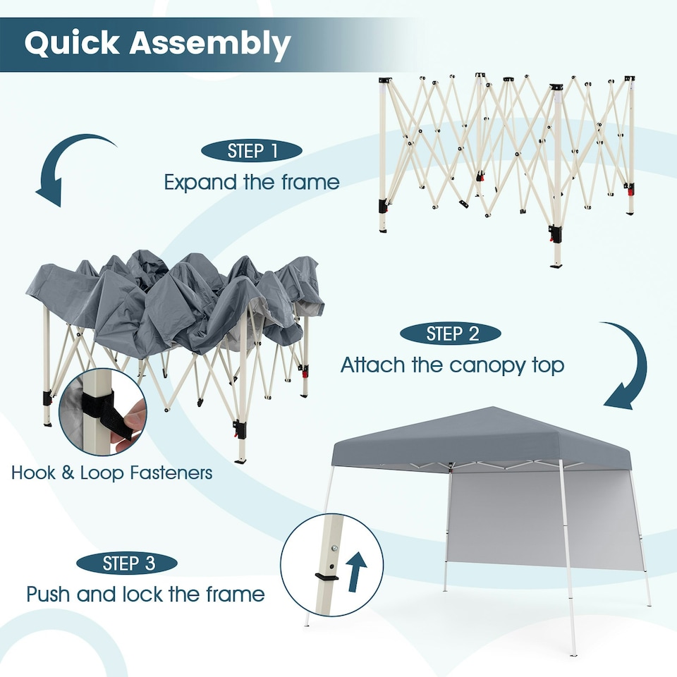 image 1 of COSTWAY 3m x 3m Pop up Canopy Tent Garden Gazebo Grey