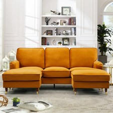 Woodbury U-Shaped Velvet Corner Sofa - Orange