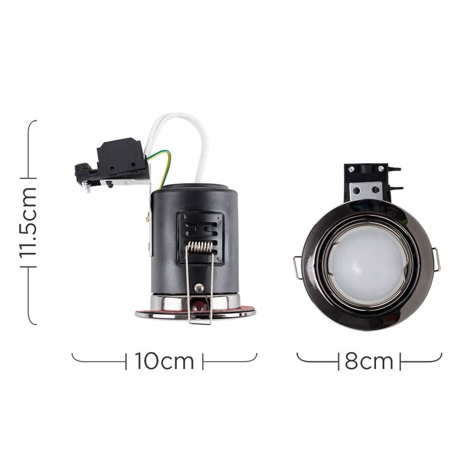 image 1 of ValueLights Downlight Tiltable Fire Rated Black Chrome Ceiling Light Fitting Single Pack